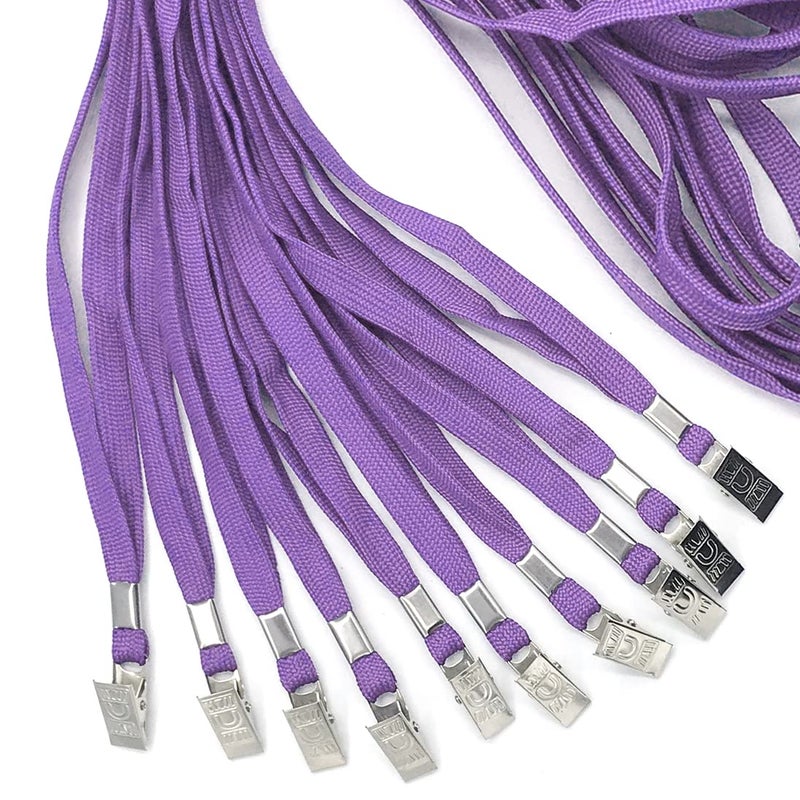 Bird Fiy Purple Lanyards 100 Pack Bulk Badge Lanyards with Clip Neck Flat Lanyard with Badge Lanyard Bulldog Clip - Image 4
